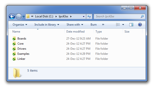 LPC43xx examples folders